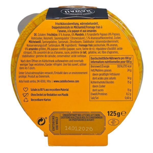 Сирний продукт Castello Entdecke Hawaii з ананасом та мигдалем 125 г 72102 фото