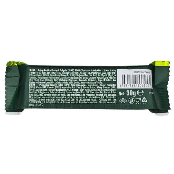 Шоколад молочний Bolci з фісташкою та кадаїфом 30 г 01513 фото